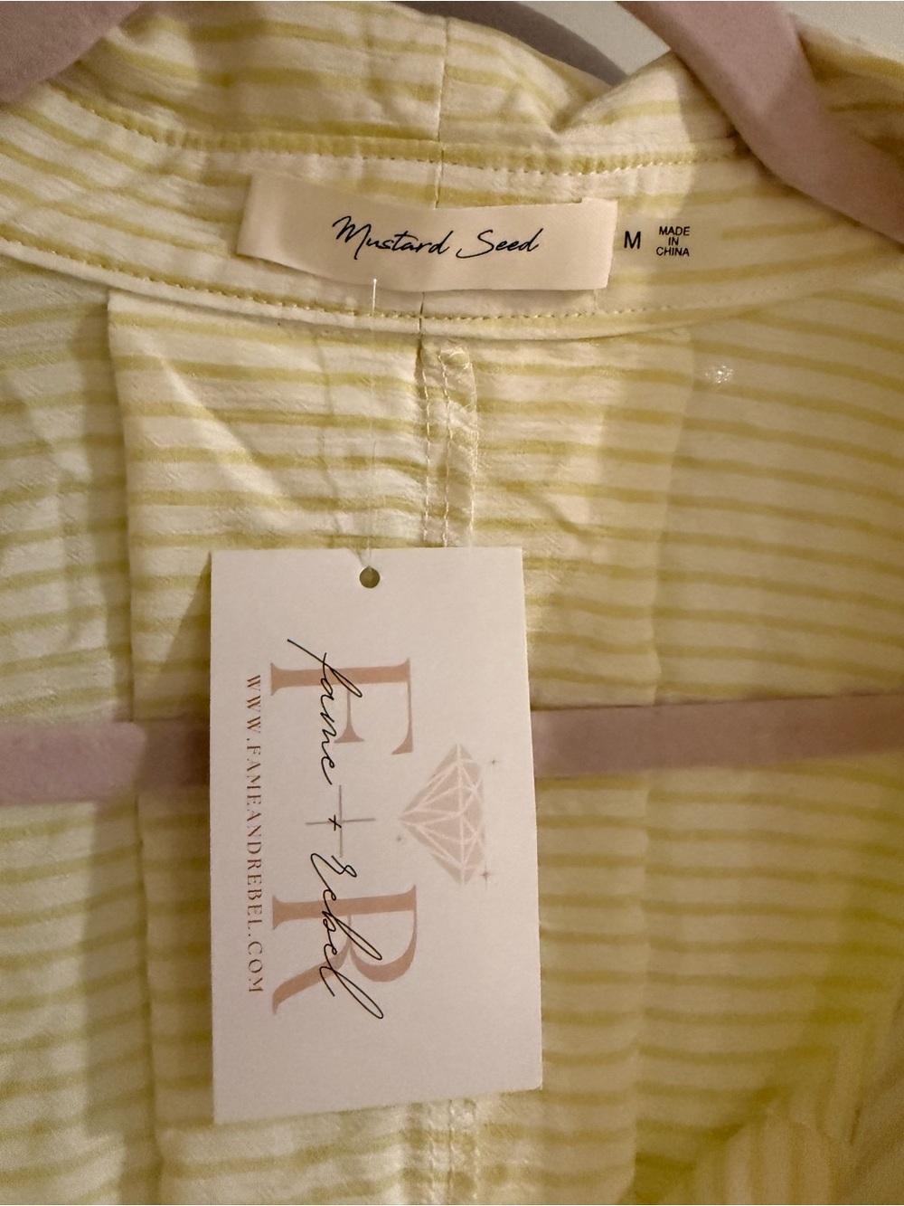 Mustard Seed Pale Yellow Striped Button-Down Blouse - Picture 3 of 7